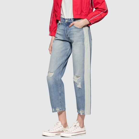 Mother Superior The Trasher 100% Cotton Button Fly Loose Fit Crop Jeans Size 27 - Picture 1 of 16